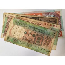 INDIA and SUDAN 1985-1992 . FIVE 5 - TEN 10 RUPEES/POUNDS BANKNOTES
